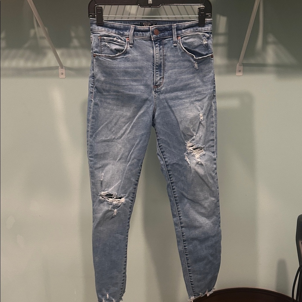 Abercrombie & Fitch High Rise Super Skinny Jeans - Light Blue